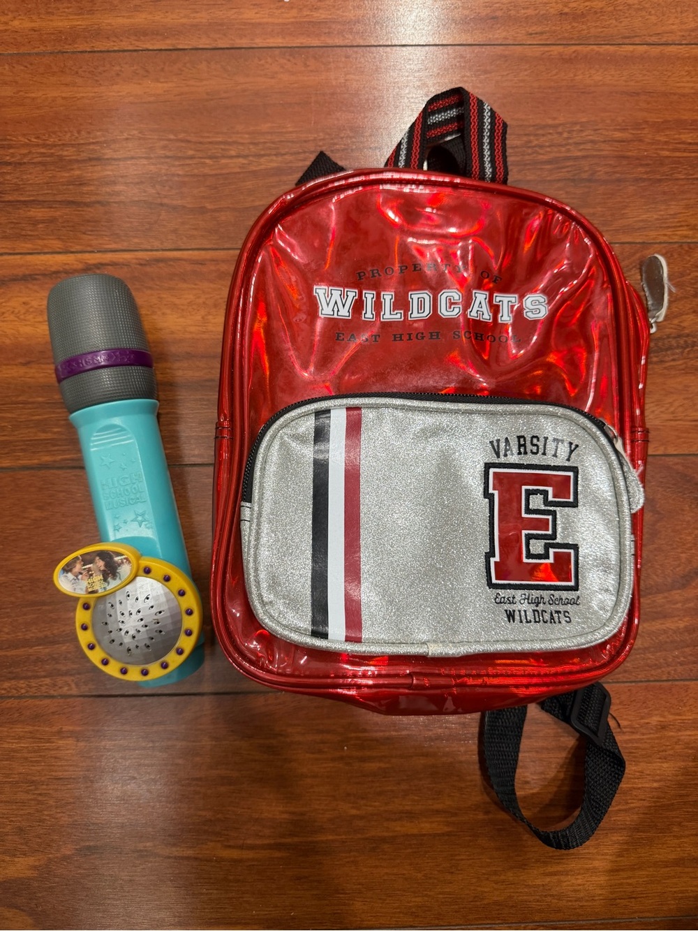 High School Musical Red Metallic Mini Backpack and Karaoke Microphone Bundle